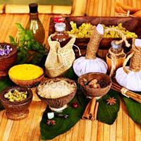 A table with various types of food and spices.